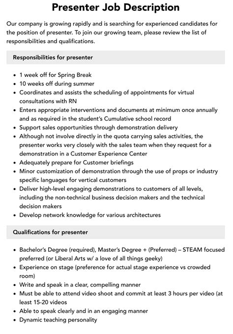 game presenter job description|Game Presenter Job Description .